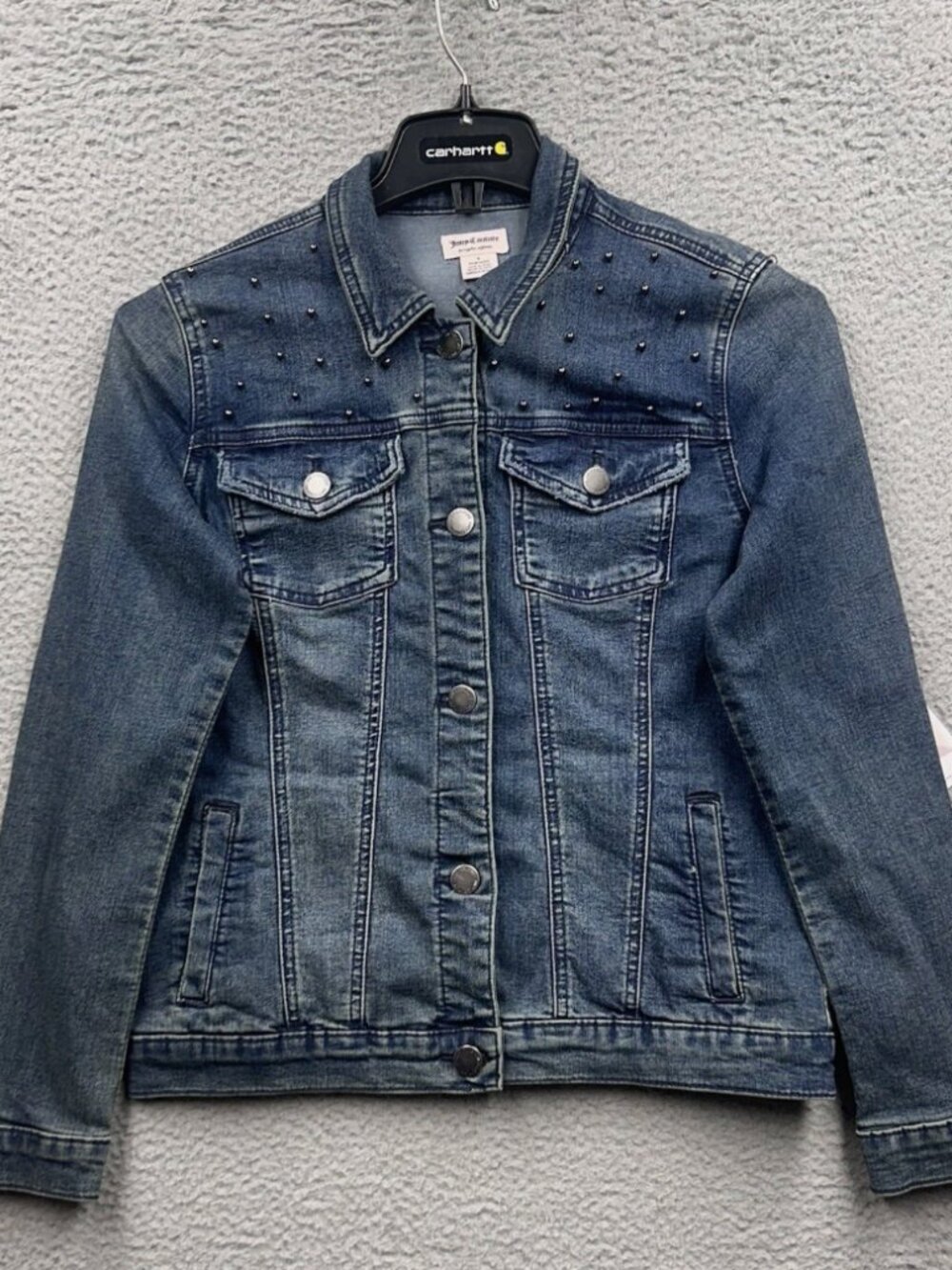 Juicy Couture Studded Denim Jacket Medium Wash Blue Jean Jacket Small